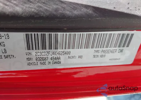 2019 Dodge Challenger R/T Scat Pack from USA, damaged, VIN 2C3CDZFJ4KH625400